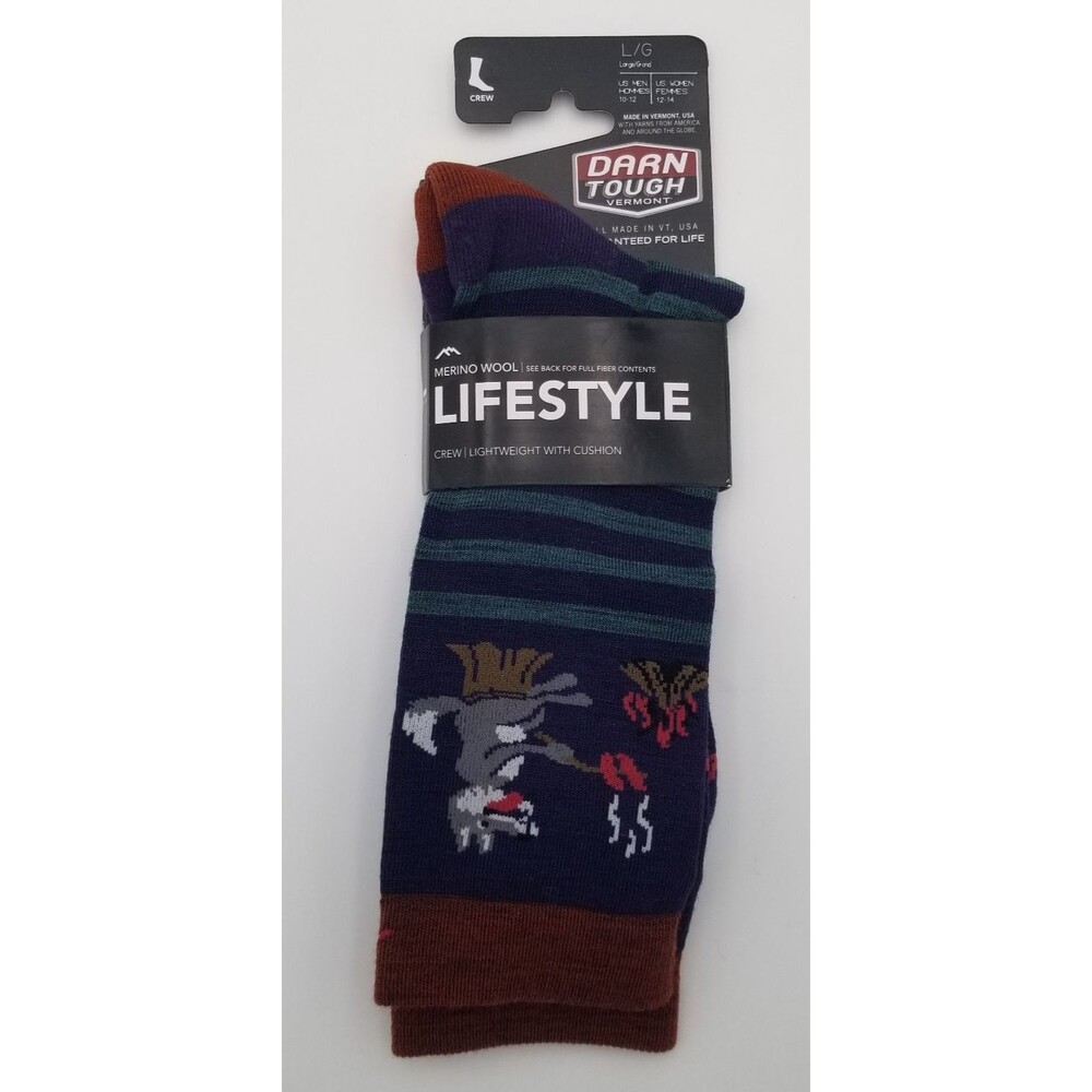 Darn Tough Merino Wool Socks Lifestyle Men's Large 10-12 Wolf Campfire Brand New